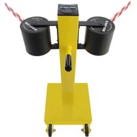 RS-GUIDESYSTEMS® Gurt-Absperrpfosten GLA 2000-E REFLECTO, Länge 2x 18 m, Breite 50 mm, Pfosten gelb, Gurt rot/weiß von RS-GUIDESYSTEMS®