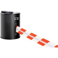 RS-GUIDESYSTEMS® Gurtkassette GLW 1800 REFLECTO, Wandmontage, Länge 18 m, Breite 50 mm, Gehäuse schwarz, Gurt rot/weiß von RS-GUIDESYSTEMS®