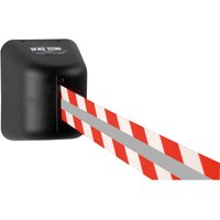 RS-GUIDESYSTEMS® Gurtkassette GLW 460 REFLECTO, Wandmontage, Länge 6 m, Breite 50 mm, Gehäuse schwarz, Gurt rot/weiß von RS-GUIDESYSTEMS®