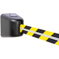 RS-GUIDESYSTEMS® Gurtkassette GLW 460 REFLECTO, Wandmontage, Länge 6 m, Breite 50 mm, Gehäuse schwarz, Gurt schwarz/gelb von RS-GUIDESYSTEMS®