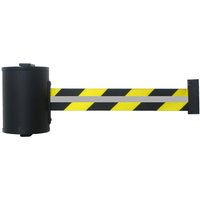 RS-GUIDESYSTEMS® Gurtkassette GLW 700 REFLECTO, Wandmontage, Länge 7 m, Breite 50 mm, Gehäuse schwarz, Gurt schwarz/gelb von RS-GUIDESYSTEMS®