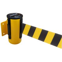 RS-GUIDESYSTEMS® Wandgurt-Kassette aus Metall, pulverbeschichtet, Auszugslänge 4 m, gelb, schwarz / gelb diagonal gestreift von RS-GUIDESYSTEMS®