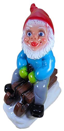 Gartenzwerg Schlitten 33 cm Weihnachten bruchfest Fensterdeko PVC Deko GRS 1104 von RS Gartenzwerg