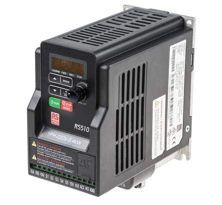 RS PRO, 1-Phasen Frequenzumrichter 0,4 kW, 230 V ac / 7,2 A 0.01 → 599Hz für Wechselstrommotoren von RS PRO