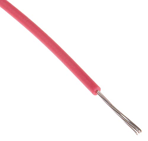 RS PRO Einzeladerleitung 0,08 mm², 28 AWG 100m Rot MPPE isoliert Ø 0.9mm 7/0,12 mm Litzen UL11028, Packung a 100 Meter von RS PRO