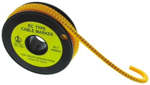 RS PRO Kabel-Markierer, aufsteckbar, Beschriftung: +, Schwarz auf Gelb, Ø 3mm - 4.2mm, 4mm, 1000 Stück, Packung a 1000 Stück von RS PRO