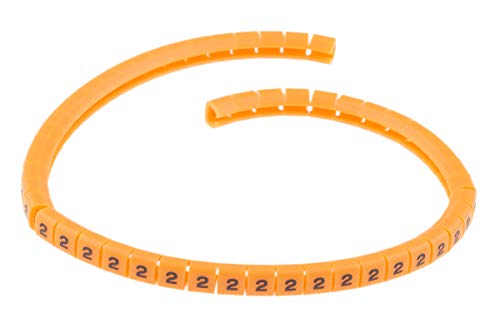 RS PRO Kabel-Markierer Schnappend, Beschriftung: 2, Schwarz auf Orange, Ø 3mm - 3.4mm, 4mm, 100 Stück, Packung a 100 Stück von RS PRO