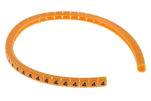 RS PRO Kabel-Markierer Schnappend, Beschriftung: 4, Schwarz auf Orange, Ø 3mm - 3.4mm, 4mm, 100 Stück, Packung a 100 Stück von RS PRO