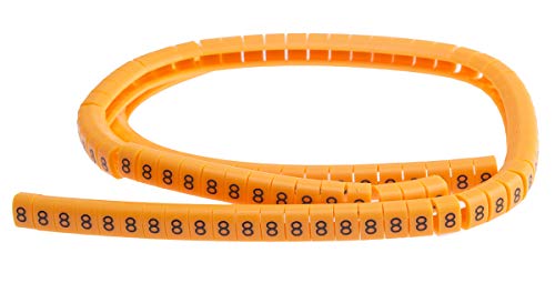 RS PRO Kabel-Markierer Schnappend, Beschriftung: 8, Schwarz auf Orange, Ø 4mm - 5mm, 4mm, 100 Stück, Packung a 100 Stück von RS PRO