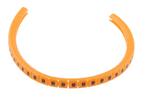 RS PRO Kabel-Markierer Schnappend, Beschriftung: 9, Schwarz auf Orange, Ø 3mm - 3.4mm, 4mm, 100 Stück, Packung a 100 Stück von RS PRO