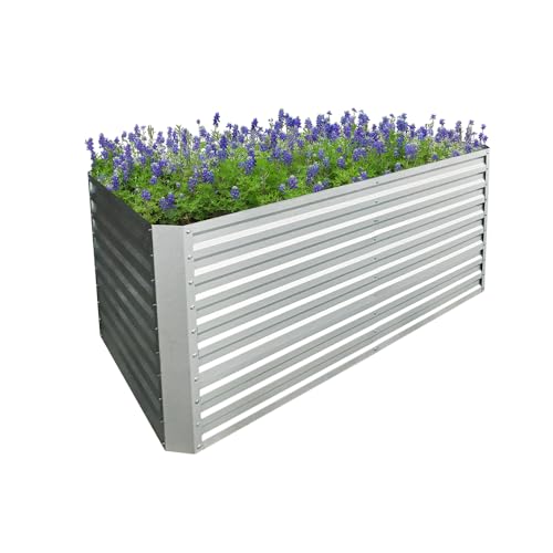 RS Trade® Florenz XL Hochbeet L 180 cm x B 90 cm x H 90 cm Gemüsebeet Gartenbeet Kräuterbeet Anzuchtbeet Frühbeet Stahl-Wellblech Zink-Alu Metall witterungsbeständig von RS Trade