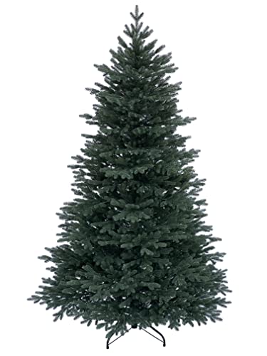 RS Trade 1418 Premium Nordmanntanne 100% Spritzguss 210 cm Weihnachtsbaum künstlich (Ø ca. 132 cm) mit ca. 4850 Spitzen, schwer entflammbar, Schnellaufbau Klappsystem, inkl. Christbaum Ständer von RS Trade