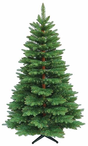 RS Trade 23012 Premium Tanne PE/PVC 120 cm Weihnachtsbaum künstlich (Ø ca.78 cm) ca. 644 Spitzen und Schnellaufbau Klappsystem, Naturgetreue Spritzguss Elemente, Tannenbaum inkl. Christbaum Ständer von RS Trade