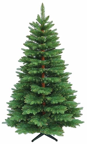 RS Trade 23012 210 cm Weihnachtsbaum PE/PVC künstlich (Ø ca.135 cm) mit 1910 Spitzen, Schnellaufbau Klapp-Schirmsystem, Naturgetreue Spritzguss Elemente, Tannenbaum inkl. Metall Christbaum Ständer von RS Trade