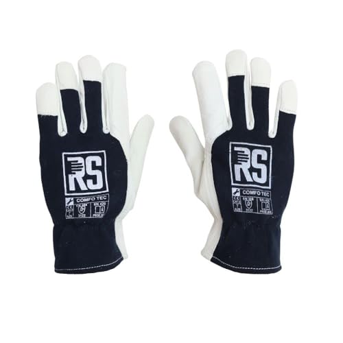 RS Arbeitshandschuhe 120 Paar Montagehandschuhe Ziegenleder Baumwolle Handschuhe Lederhandschuhe Mit Gummibündchen Schnittbeständig Präzise Größe 10 Comfo Tec von RS