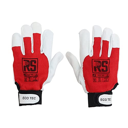 RS Arbeitshandschuhe 120 Paar Montagehandschuhe Ziegenleder Handschuhe Lederhandschuhe Mit Klettverschluss Schnittbeständig Präzise Baumwolle Größe 9 Eco Tec von RS