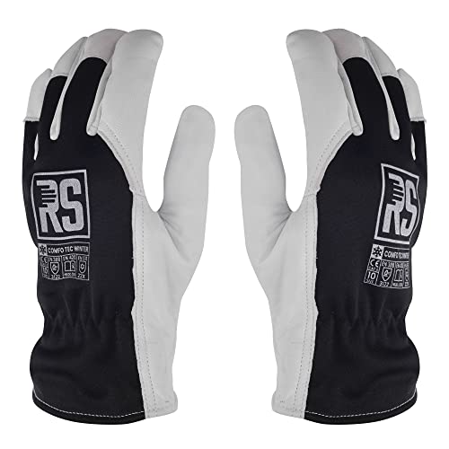 RS Arbeitshandschuhe 6 Paar Montagehandschuhe Ziegenleder Baumwolle Handschuhe Lederhandschuhe Mit Gummibündchen Schnittbeständig Präzise Größe 8 Comfo Tec von RS