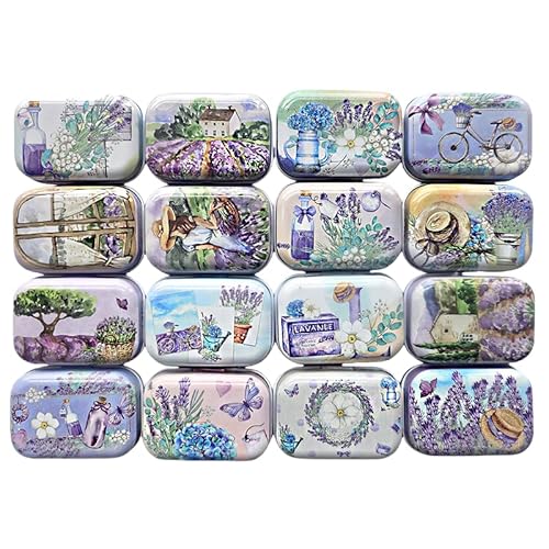 RSACCSKY Metalldose mit Scharnier, rustikal, Mini-Aufbewahrungsbehälter-Set mit Deckel, 5,3 x 3,8 x 2,5 cm, Violett, 8 Stück von RSACCSKY