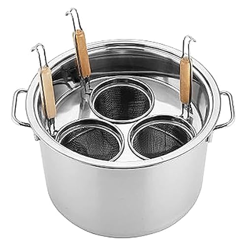 RSBFER 3/4/5 Löcher Nudelkocher-Einsatzset/Kommerzieller Suppentopf mit Trennwand und Sieb für perfektes Kochen und einfaches Abtropfen,3 Holes von RSBFER