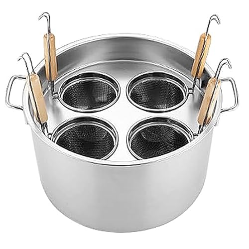 RSBFER 3/4/5 Löcher Nudelkocher-Einsatzset/Kommerzieller Suppentopf mit Trennwand und Sieb für perfektes Kochen und einfaches Abtropfen,4 Holes von RSBFER