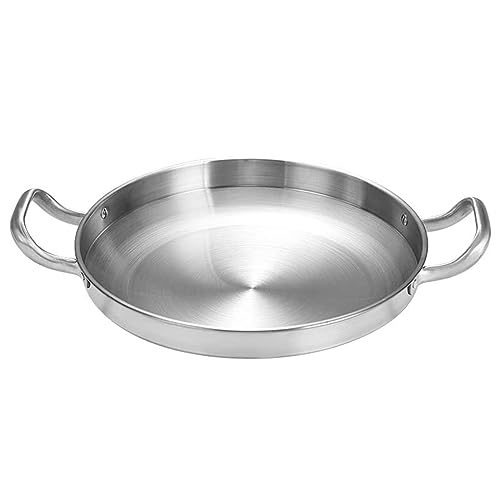 RSBFER Spanische Paella-Pfanne, antihaftbeschichteter Brattopf aus Edelstahl, Meeresfrüchte-Snack-Teller mit genieteten Griffen für das Restaurant zu Hause in der Küche,Silber,24cm RSBFER Spanische Paella-Pfanne, antihaftbeschichteter Brattopf aus Edelstahl, Meeresfrüchte-Snack-Teller mit genieteten Griffen für das Restaurant zu Hause in der Küche,Silber,24cm von RSBFER