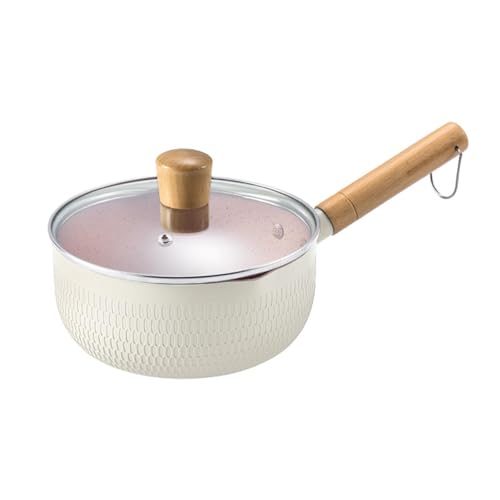 RSBFER Traditioneller japanischer Yukihira-Topf, antihaftbeschichteter Edelstahl-Milchtopf mit Glasdeckel für die Zubereitung von Saucen, Ramen und heißer Milch,22cm/8.7in von RSBFER