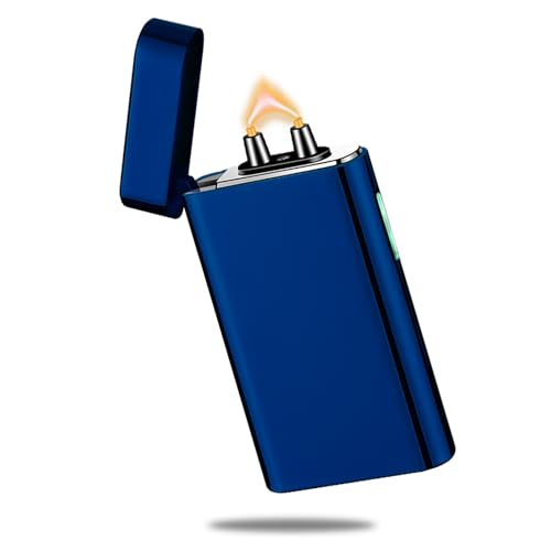 Elektrisch Lichtbogen Feuerzeug USB Aufladbar Plasma Elektro Winddicht Flamme Feuerzeuge USB C Wiederaufladbar Sturmfeuerzeug Elektrisch für Kerzen, Outdoor, Camping Küche (Blau) von RSBYE
