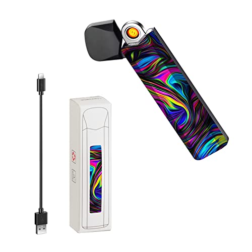RSBYE Wolfram-Feuerzeug, Plasma-Feuerzeug, Feuerzeug Elektrisch, winddichtes Feuerzeug, wiederaufladbares USB-Feuerzeug mit LED-Batterieanzeige (Regenbogen) von RSBYE