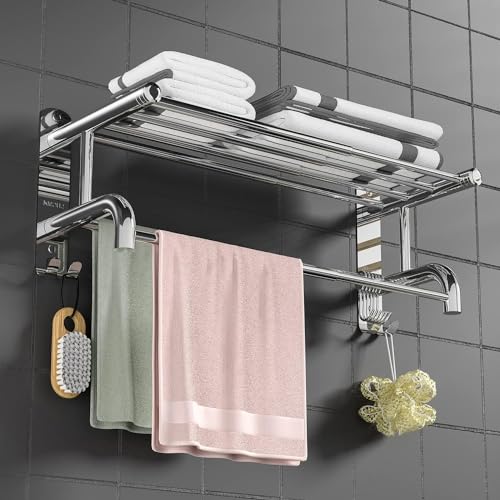 RSDHFLY Dehnbare 38.8-68.5CM Handtuchstange für Badezimmer WC Handtuchhalter Handtuchregal mit 2 Handtuchstangen Wandhalterung, Edelstahl 304 Polierte Handtuchstange mit Regal RSDHFLY Dehnbare 38.8-68.5CM Handtuchstange für Badezimmer WC Handtuchhalter Handtuchregal mit 2 Handtuchstangen Wandhalterung, Edelstahl 304 Polierte Handtuchstange mit Regal von RSDHFLY