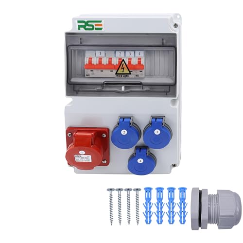 BAUSTROMVERTEILER WANDVERTEILER KOMPLETT VERDRAHTET 32A 16A 230V MIT CEE DOSE ZÄHLER IP65, 2.1x16a 3x230v MIT LS BAUSTROMVERTEILER WANDVERTEILER KOMPLETT VERDRAHTET 32A 16A 230V MIT CEE DOSE ZÄHLER IP65, 2.1x16a 3x230v MIT LS von RSE
