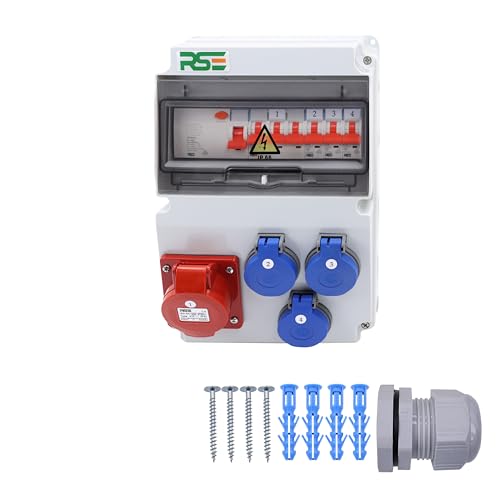 BAUSTROMVERTEILER WANDVERTEILER KOMPLETT VERDRAHTET 32A 16A 230V MIT CEE DOSE ZÄHLER IP65, 4. 1x16a 3x230v MIT LS+FI BAUSTROMVERTEILER WANDVERTEILER KOMPLETT VERDRAHTET 32A 16A 230V MIT CEE DOSE ZÄHLER IP65, 4. 1x16a 3x230v MIT LS+FI von RSE