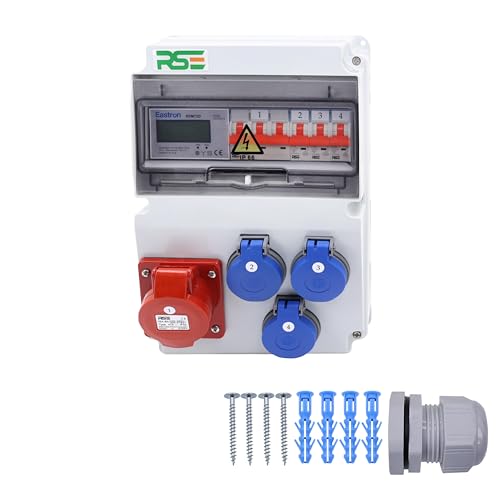 BAUSTROMVERTEILER WANDVERTEILER KOMPLETT VERDRAHTET 32A 16A 230V MIT CEE DOSE ZÄHLER IP65, 5. 1x16a 3x230v MIT LS+ZÄHLER BAUSTROMVERTEILER WANDVERTEILER KOMPLETT VERDRAHTET 32A 16A 230V MIT CEE DOSE ZÄHLER IP65, 5. 1x16a 3x230v MIT LS+ZÄHLER von RSE