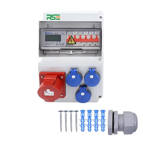 BAUSTROMVERTEILER WANDVERTEILER KOMPLETT VERDRAHTET 32A 16A 230V MIT CEE DOSE ZÄHLER IP65, 7. 1x32a 3x230v MIT LS+ZÄHLER BAUSTROMVERTEILER WANDVERTEILER KOMPLETT VERDRAHTET 32A 16A 230V MIT CEE DOSE ZÄHLER IP65, 7. 1x32a 3x230v MIT LS+ZÄHLER von RSE