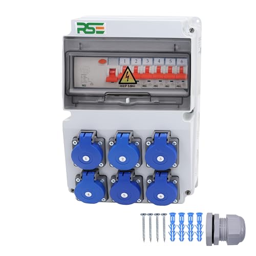 RSE BAUSTROMVERTEILER WANDVERTEILER KOMPLETT VERDRAHTET 230V SCHUKO MIT ZÄHLER ZUR AUSWAHL IP65, 11. 6X 230V MIT LS + FI 3P RSE BAUSTROMVERTEILER WANDVERTEILER KOMPLETT VERDRAHTET 230V SCHUKO MIT ZÄHLER ZUR AUSWAHL IP65, 11. 6X 230V MIT LS + FI 3P von RSE