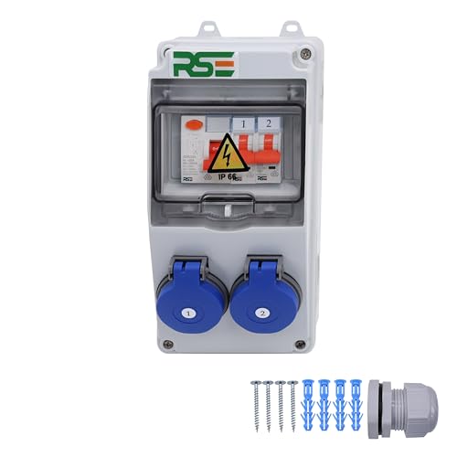 RSE BAUSTROMVERTEILER WANDVERTEILER KOMPLETT VERDRAHTET 230V SCHUKO MIT ZÄHLER ZUR AUSWAHL IP65, 2. 2X 230V MIT LS + FI RSE BAUSTROMVERTEILER WANDVERTEILER KOMPLETT VERDRAHTET 230V SCHUKO MIT ZÄHLER ZUR AUSWAHL IP65, 2. 2X 230V MIT LS + FI von RSE
