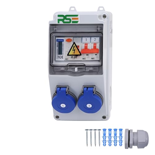 RSE BAUSTROMVERTEILER WANDVERTEILER KOMPLETT VERDRAHTET 230V SCHUKO MIT ZÄHLER ZUR AUSWAHL IP65, 3. 2X 230V MIT LS + FI + ZÄHLER RSE BAUSTROMVERTEILER WANDVERTEILER KOMPLETT VERDRAHTET 230V SCHUKO MIT ZÄHLER ZUR AUSWAHL IP65, 3. 2X 230V MIT LS + FI + ZÄHLER von RSE
