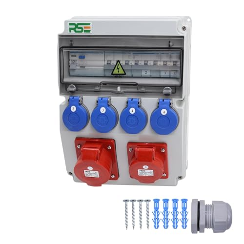 RSE BAUSTROMVERTEILER WANDVERTEILER KOMPLETT VERDRAHTET 32A 16A 230V MIT HAGER SICHERUNGEN IP65, RSE 9-16A/5P, 32A/5P, 4x230V RSE BAUSTROMVERTEILER WANDVERTEILER KOMPLETT VERDRAHTET 32A 16A 230V MIT HAGER SICHERUNGEN IP65, RSE 9-16A/5P, 32A/5P, 4x230V von RSE