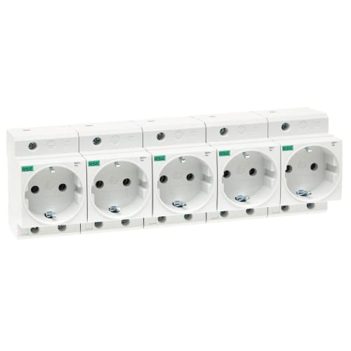 RSE Einbausteckdose 230V/16A Steckdosen für Hutschiene Zählerschrank Verteilereinbau, 5, Stück von RSE