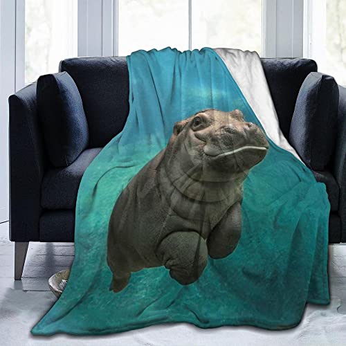 Flanelldecke Kuscheldecke, Graues Unterwasser-Nilpferd Decke, 3D Drucken Decke Super Soft Weiche Warm Flauschige Decke TV-Decke Mikrofaserdecke Sofadecke oder Bettüberwurf 150x200cm von RSFGOTP