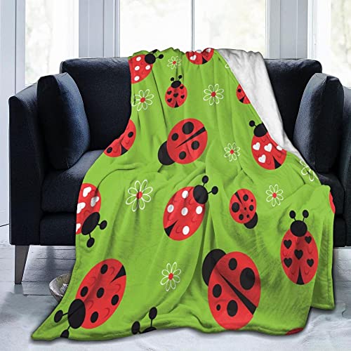 Flanelldecke Kuscheldecke, Grüner roter Marienkäfer Decke, 3D Drucken Decke Super Soft Weiche Warm Flauschige Decke TV-Decke Mikrofaserdecke Sofadecke oder Bettüberwurf 150x200cm von RSFGOTP