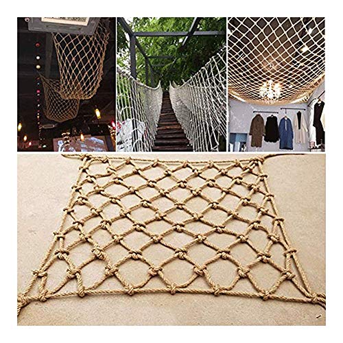 RSGK Seil Netz Dekor Netz ， Wandbehänge Trennwand Netz hängende Kleidung Netz Hanf Seil Alterungswiderstand Handgewebter Mesh Kindergarten (Color : BEIGE-12MM, Size : 1X2M) von RSGK
