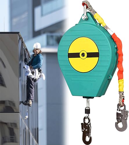 3-20m Höhensicherungsgerät Absturzsicherung für Höhenarbeiten, Höhensicherung Auffanggerät mit Selbstsicherndem Haken - Doppelbremssystem, Belastung: 150 Kg(Size:15m) von RSHJD