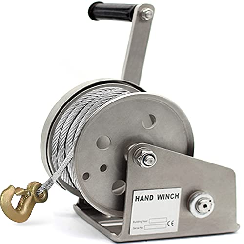 Edelstahl Handseilwinde Klein, Handkurbel Seilwinde, Seilwinde Handwinde mit Automatisch Bremse und Seilzug, Beste Wahl für das Heben von Lasten und Boot, 5-30m Drahtseil10m Edelstahl Handseilwinde Klein, Handkurbel Seilwinde, Seilwinde Handwinde mit Automatisch Bremse und Seilzug, Beste Wahl für das Heben von Lasten und Boot, 5-30m Drahtseil10m von RSHJD