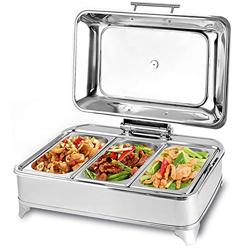 RSHJD Chafing Dish Elektrisch 9L Wärmebehälter für Essen, Buffetwärmer mit Sichtbarem Glasdeckel für Buffets, Bankette und Hauspartys, Einstellbarer Temperatur, Essen Frisch und Lecker Halten von RSHJD