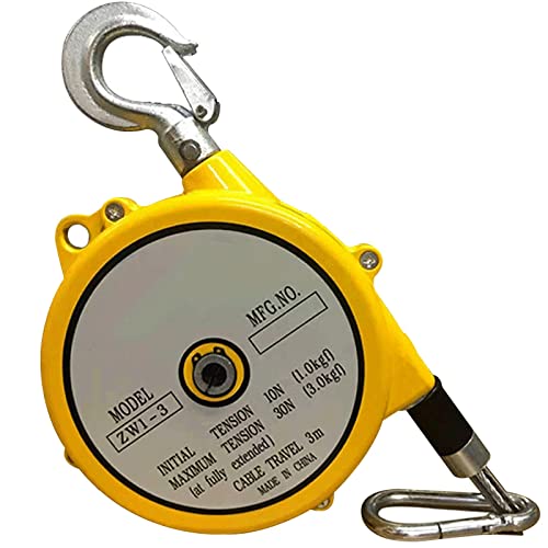 Spring Balancer Retractable, Einstellbarer Federzug Balancer Selbsthemmend Einziehbare Federzughalterung mit 3m Kabel für Montagelinie und Werkstatt, Belastung-1-3kg/3-5kg/5-9kg/9-15kg(Size:1-3kg) von RSHJD