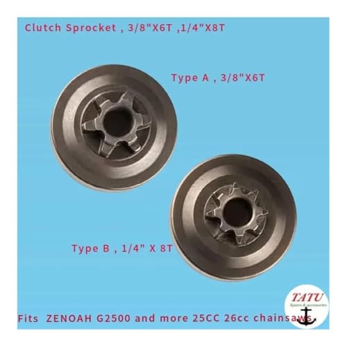 G2500 SPUR KETTENRAD 3/8 "X6T,1/4" X8T PASSEND for 2600 & MEHR 25CC 26CC 12" 14" KETTENSÄGEN KUPPLUNGSTROMMEL 2841-51110(8 Tooth) von RSIGAVEK