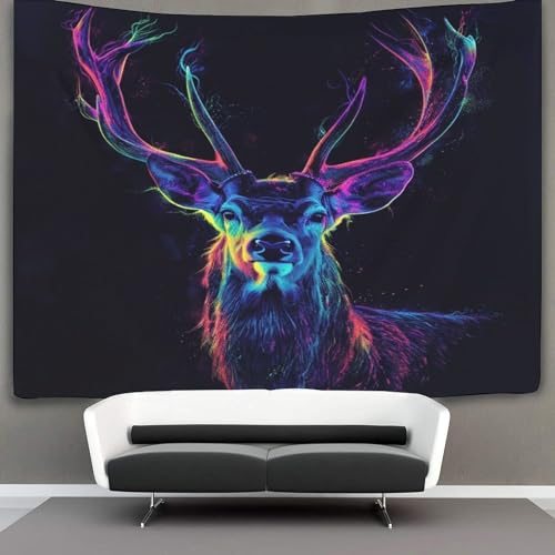RSIUUODNF 3D Druck Reindeer Wandteppiche Poster Ornament Wandbehang Wandteppich Raumteiler Vorhang Für Wohnzimmer Schlafzimmer Tapisserie 130cmx150cm von RSIUUODNF