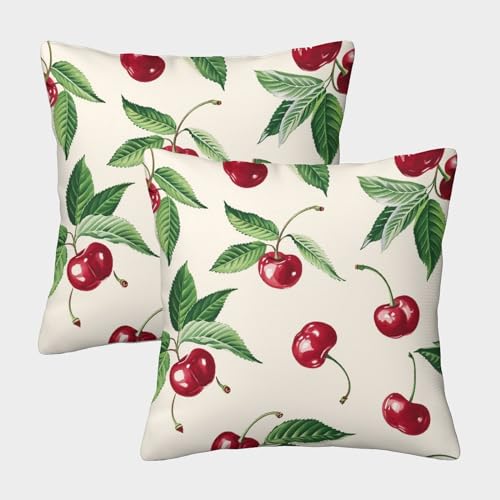 RSIUUODNF Kirsche Kissen Bezug 2er Set dekokissen Couchkissen für Sofa Couch Wohnzimmer Schlafzimmer Büro Home Decor 40x40cm von RSIUUODNF