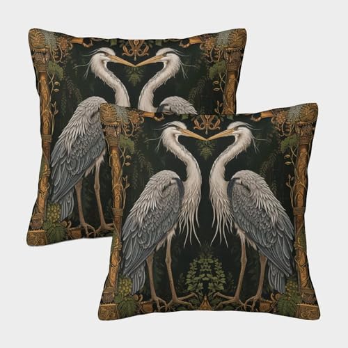 RSIUUODNF Sofakissen Kissenbezug 2er Set Dekorativer Kissenbezug Kranich Kissenbezüge ﻿ Waschbar Unsichtbarem Reißverschluss Für Sofa Sessel,Schlafzimmer 40x40cm von RSIUUODNF