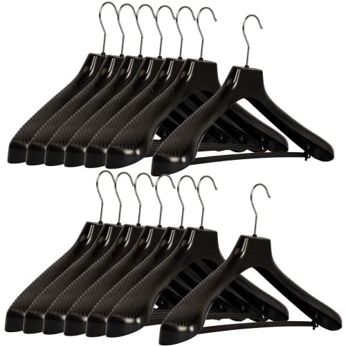 Kleiderbügel Jackenbügel 10 Stück SM 45 cm für Wintermode aus Kunststoff - Anti-Rutsch - mit Hosensteg - 360° drehbarer Haken - Breite Schulter - Winterjacke - Sakko - Mäntel von RSR Hangers